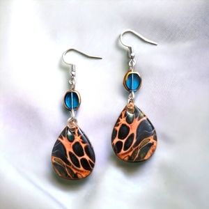 Fluid Art Teardrop Earrings